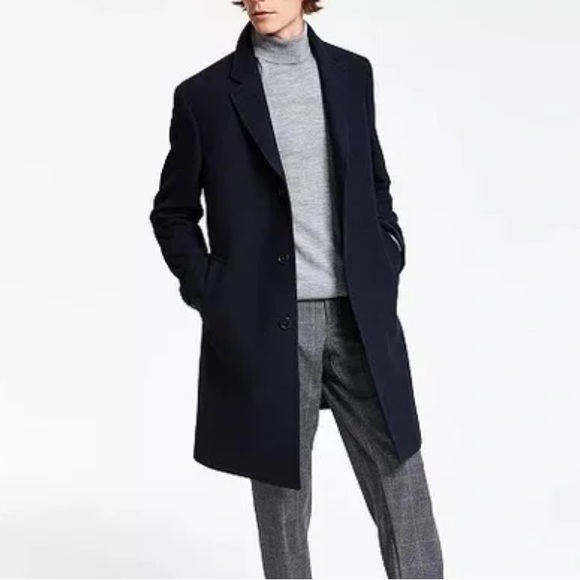 Lauren Ralph Lauren Coat Mens Luther 46L Wool Blend Overcoat Midnight Blue - Picture 3 of 6